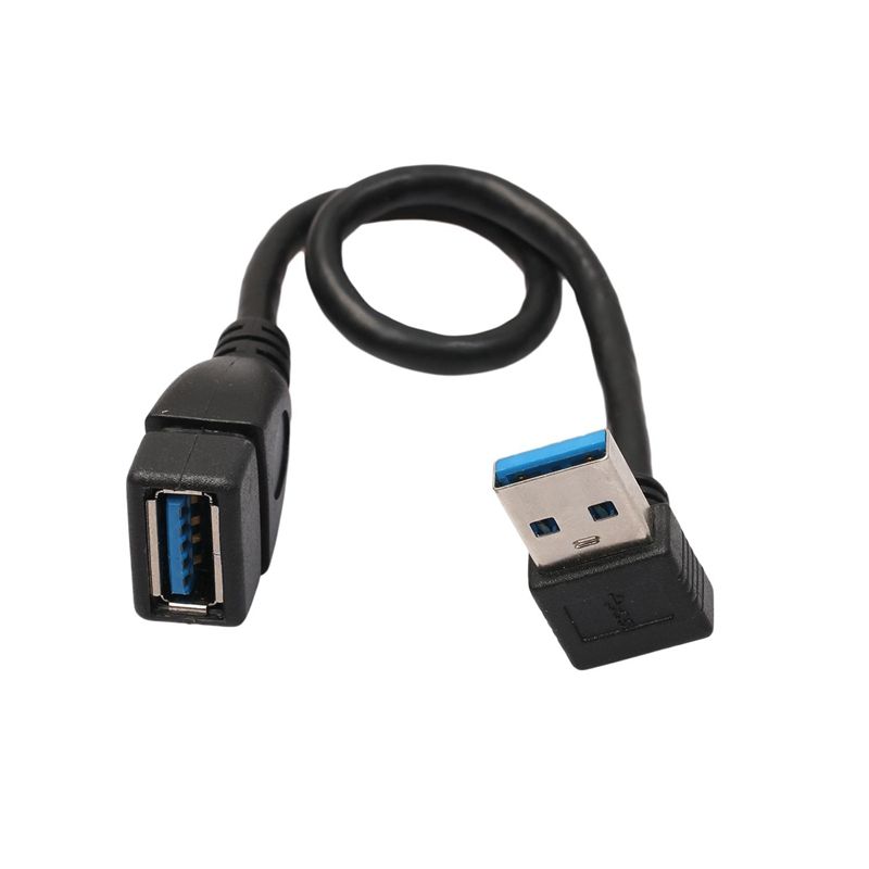 2X USB 3.0 Right Angle 90Degree Extension Cable Male to Female Adapter Cord, 20cm