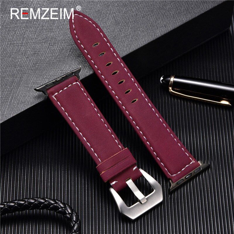 New Retro Handmade Crazy Horse Leather Watchband for iwatch 5 4 3 2 1 Replacement Strap 40 38mm for Apple Watch Band 44 42mm