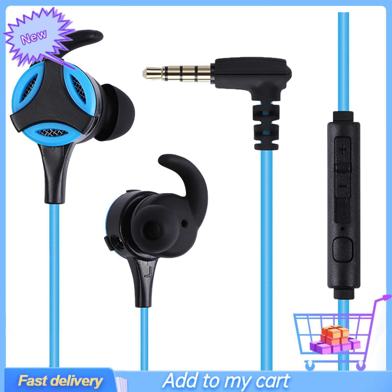 GreenForest Portable In-ear ABS Volume Control Wired Gamer Earphone Gaming Headset for Computer
