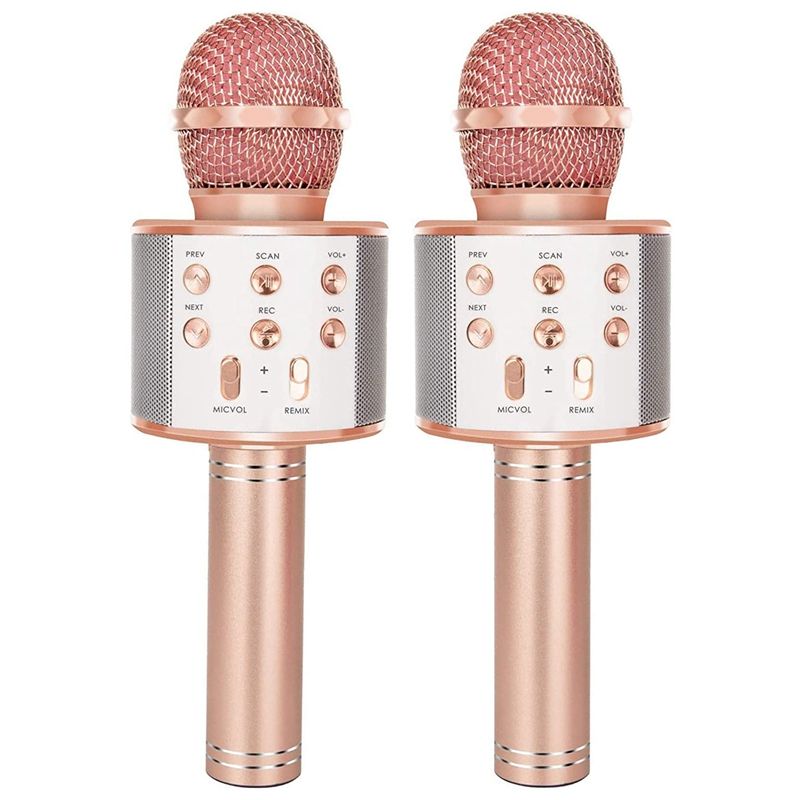 2Pack Wireless Bluetooth Karaoke Microphone for Singing, Portable Handheld Mic Speaker Machine, Great Toys