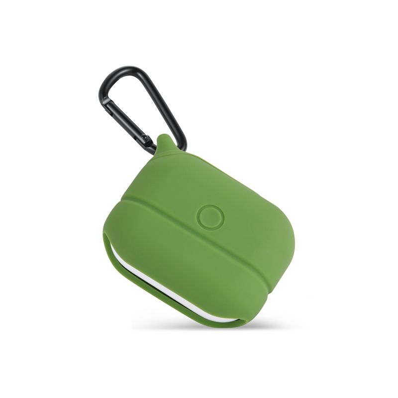 Harmony Fashion Silicone Headphone Set Anti-Fall Belt Hook Case Thin Case with Hanging Buckle Earphone Headset Box for Apple Airpods Pro Green