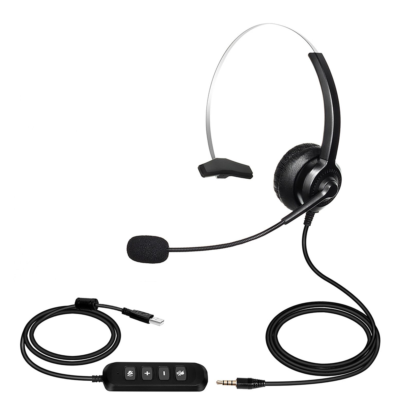 Wired Headset Skin-friendly USB/3.5mm High Clarity Headphone
