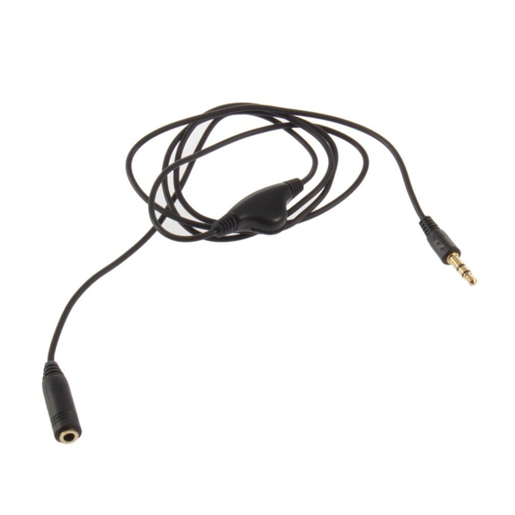 3.5Mm M/F 1M Stereo Headphone Audio Extension Cord Cable With Volume Control Black