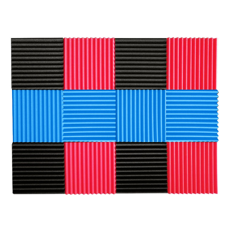 12 Pcs Acoustic Panels Soundproofing Foam Acoustic Tiles Studio Foam Sound Wedge Black+Red+Blue , polyurethane foam