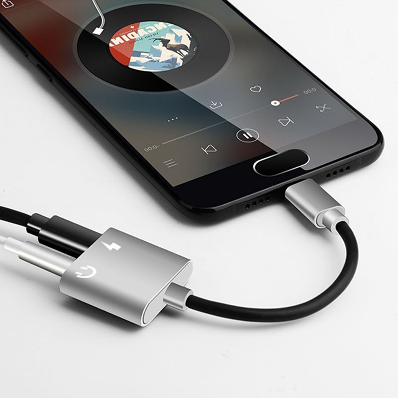 2 in1 Type-C to 3.5mm Headphone Jack Adaptor/Connector Charger, Earphone Aux Audio & Charge Adaptor
