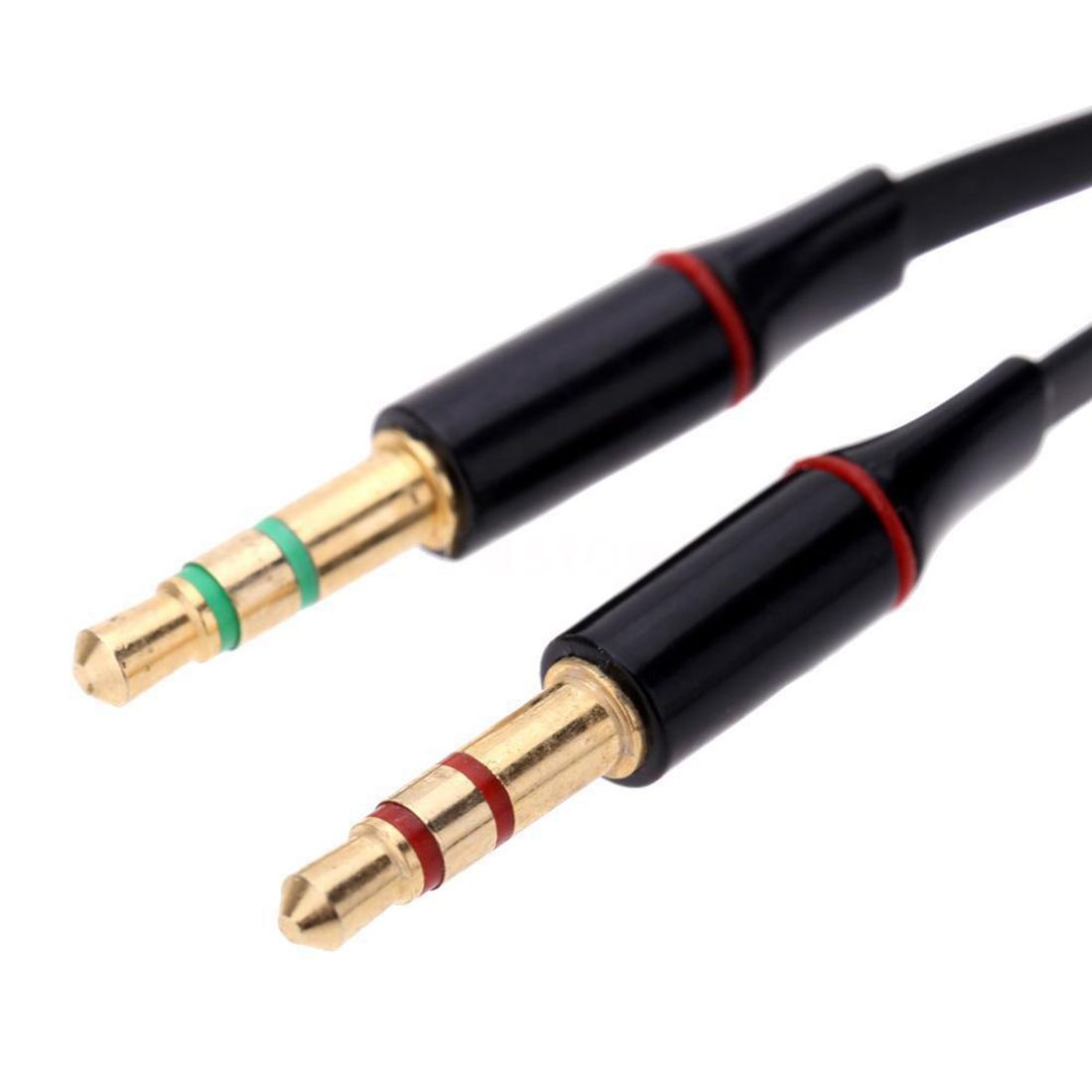 Black 3.5mm Y Splitter 2 Jack Male to 1 Female Headphone Mic Audio Adapter DI3K