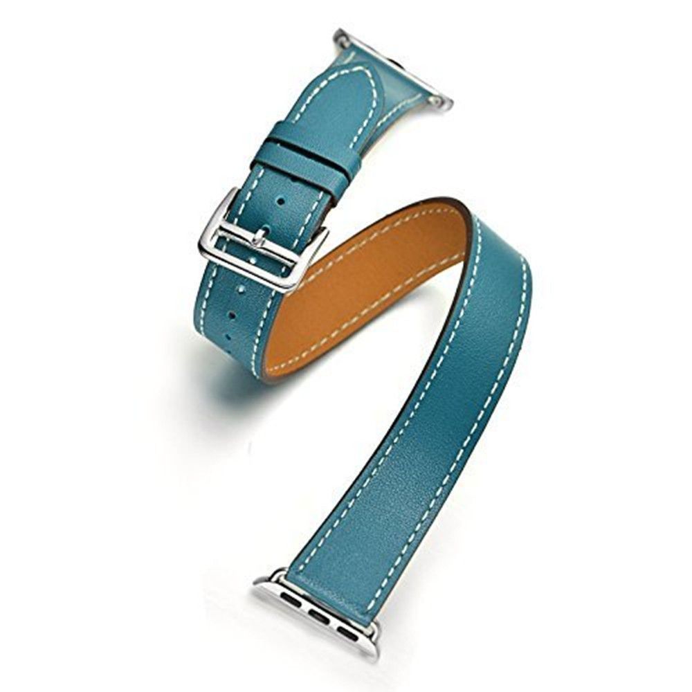 Double Tour Strap for Apple watch band 44mm/40mm 42mm/38mm  Leather watchband belt bracelet iWatch series 5 4 3 se 6 band