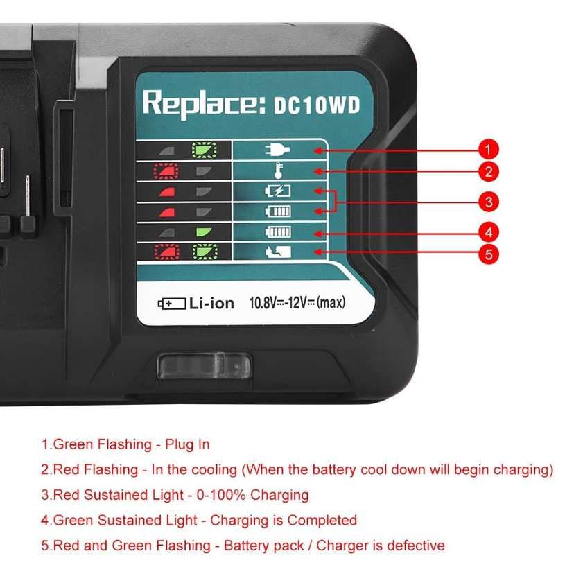 Lithium Quick Charger Fast for 10.8V 12V Makita DC10WD/BL1015 100-240V