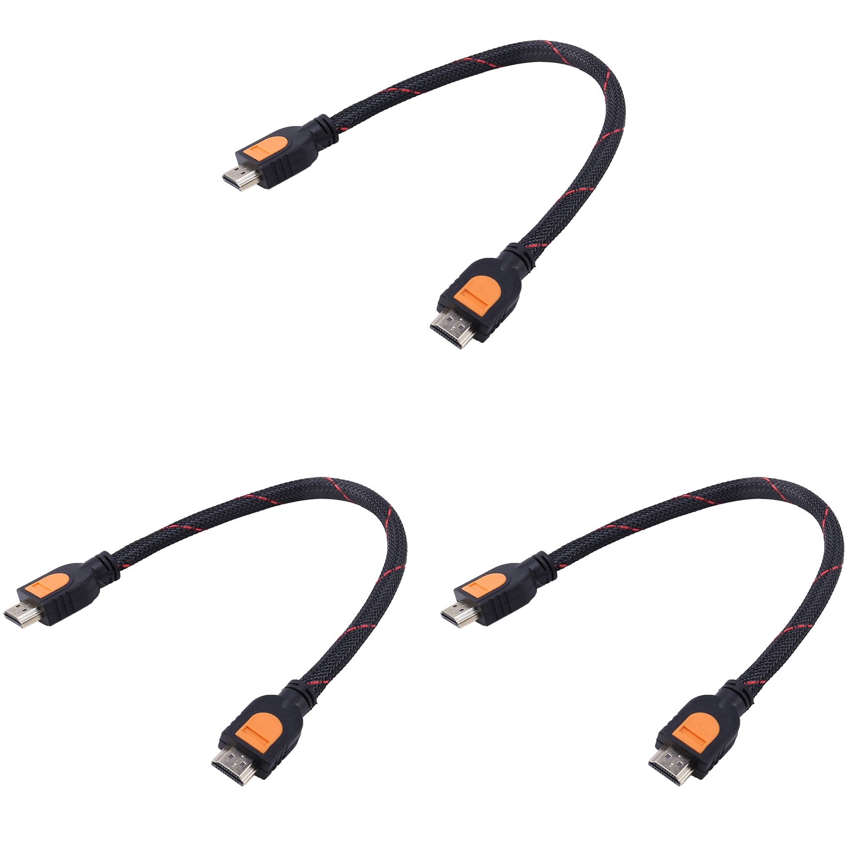 3X 1 Foot Short HDMI Cable for HD TV 3D 1080P One Feet HDMI 1.4 Braided Gold