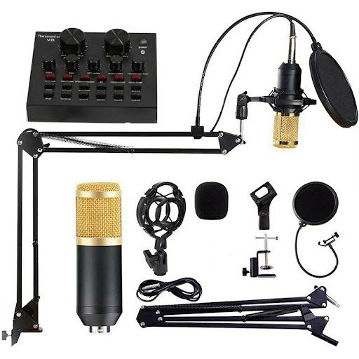 BM800 Professional Studio Condenser Microphone With Professional Sound Card V8