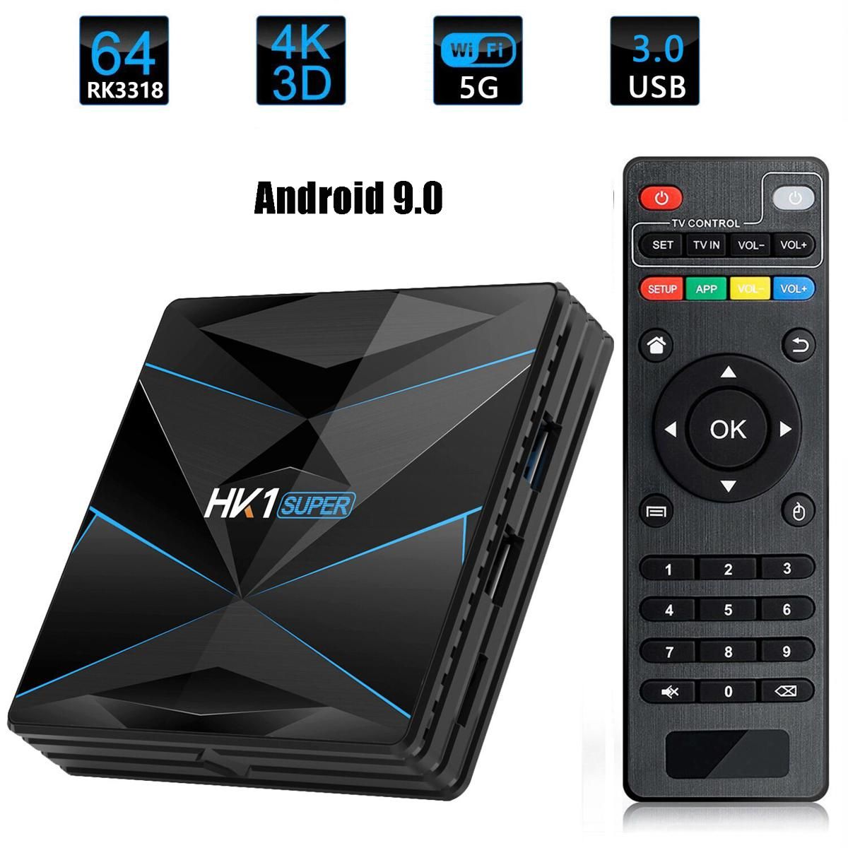Smart TV Box Android 9.0 RK3318 Quad Core 2.4G/5G Dual WiFi USB3.0 BT4.0 4K H.265 UHD Media Player