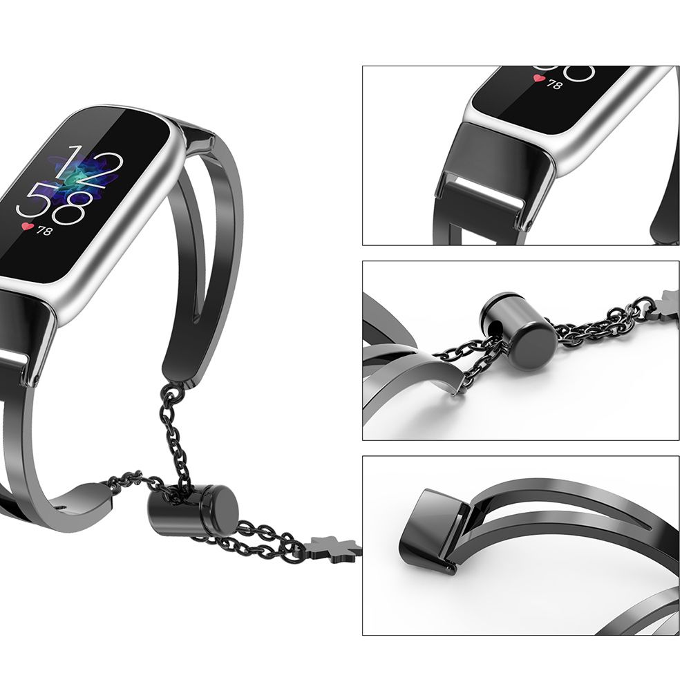 Wrist Strap for Fitbit Luxe Bracelet Smart Band Chain Metal Replacement Watch Strap for Fitbit Luxe Accessories, Black