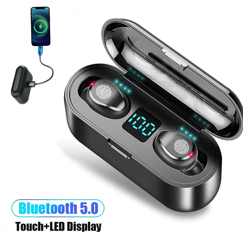 F9 TWS Headphone 9D Stereo Music Headset Bluetooth-Compatible 5.0 Touch Ear bud With 1200mAh Charging Box