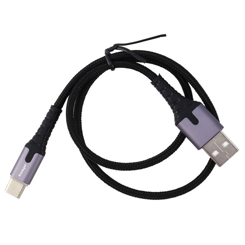 Essager Usb Type C Cable Fast Charge Wire Usb C Cable for Xiaomi K20 Samsung Oneplus 7 Pro Mobile Phone Usb-C Charger with Indicator Led -Dark Grey