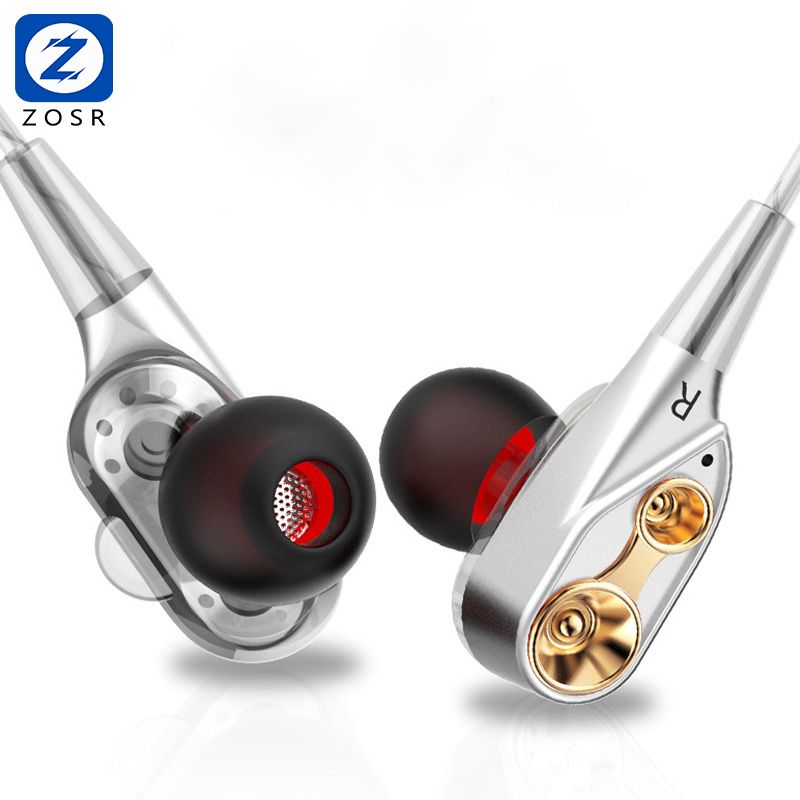 Zosr Four Drive Stereo Wired Earphone for Samsung Xiaoxi High Bass 4D Stereo In-Ear Earphones with Microphone Computer Earbuds for Phone Sport Earphones