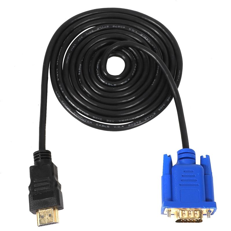 HDTV HDMI Gold Male To VGA HD-15 Male 15Pin Adapter Cable 6FT 1.8M 1080P