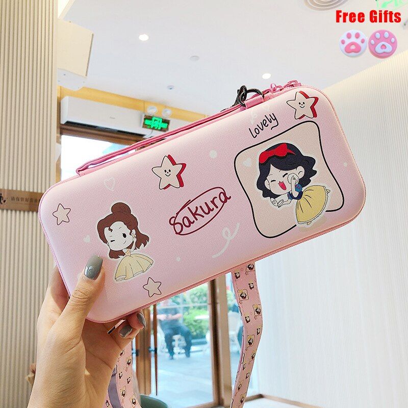 Cute Cartoon Storage Bag For Nintend Switch Kawaii Travel Carry Protective Case Game Console Box Shell with Lanyard Dropshipping