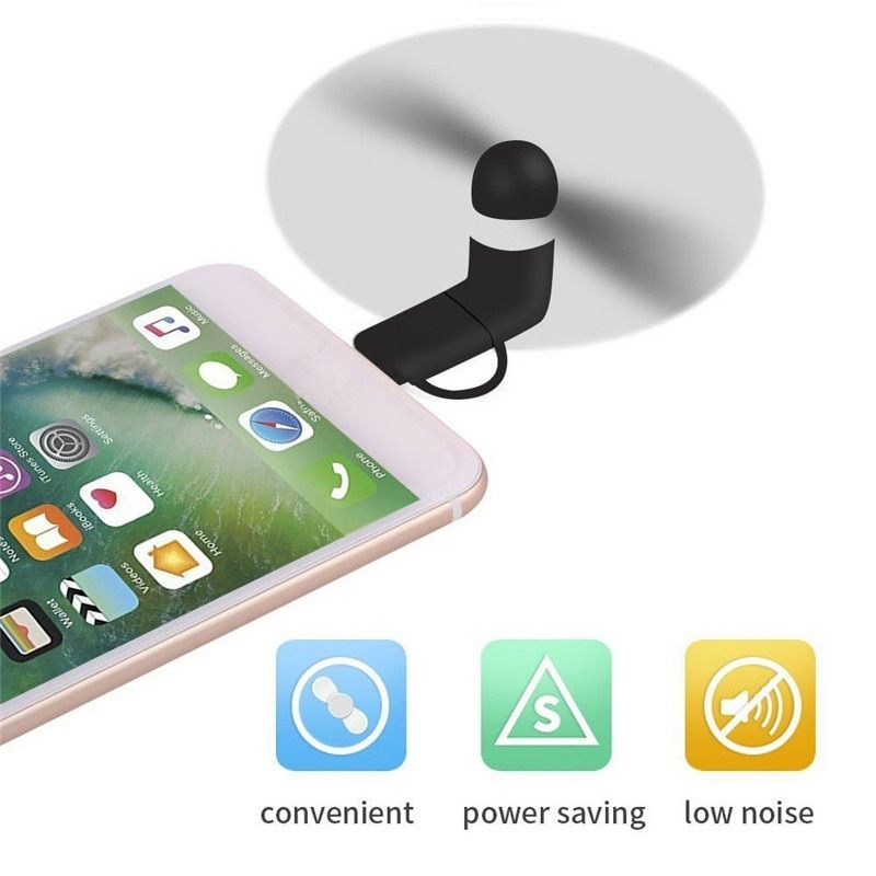 BinFul Mini Portable Cool Micro USB Fan Mobile Phone USB Gadget Tester For iphone 5 5s 6 6s 7plus 8 X XR XS for Android phone