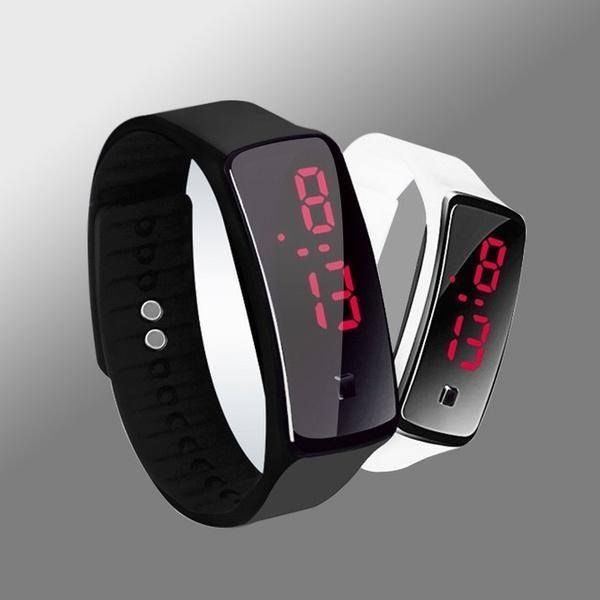 Black Silicon LED Sports Watch