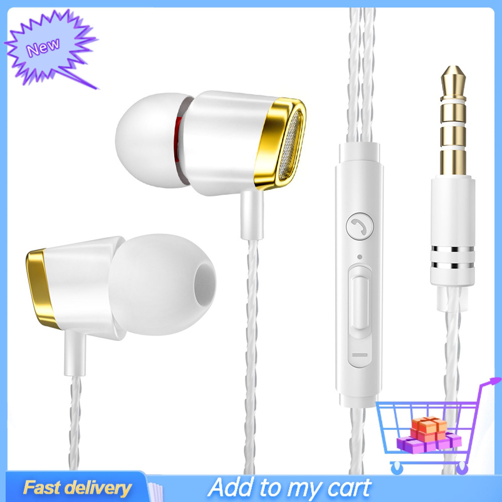 GreenForest Wired Earphone In-ear Heavy Bass 1.2m 3.5mm Universal Sport Music Headset with Mic for Mobile Phone