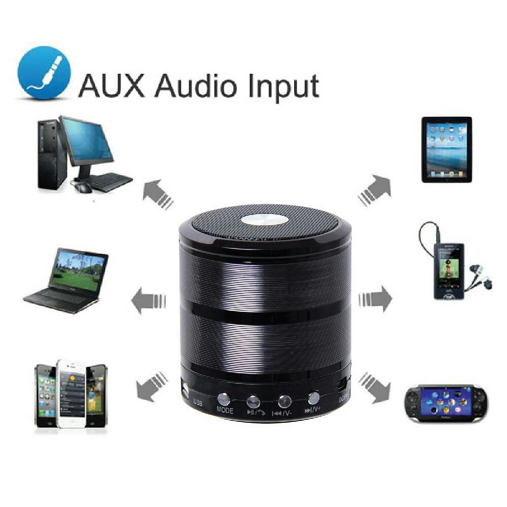 WS 887 Wireless Bluetooth Speaker  USB FM AUX Portable Music Mini Speaker