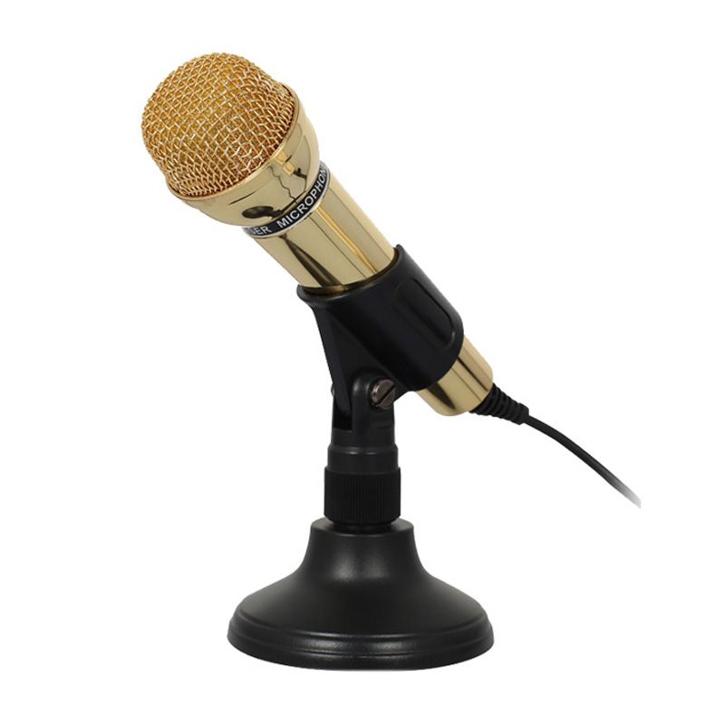 Danyin DM099 Gold Professional Condenser Sound Podcast Studio Microphone Multimedia Mic 3.5mm for Desktop Laptop