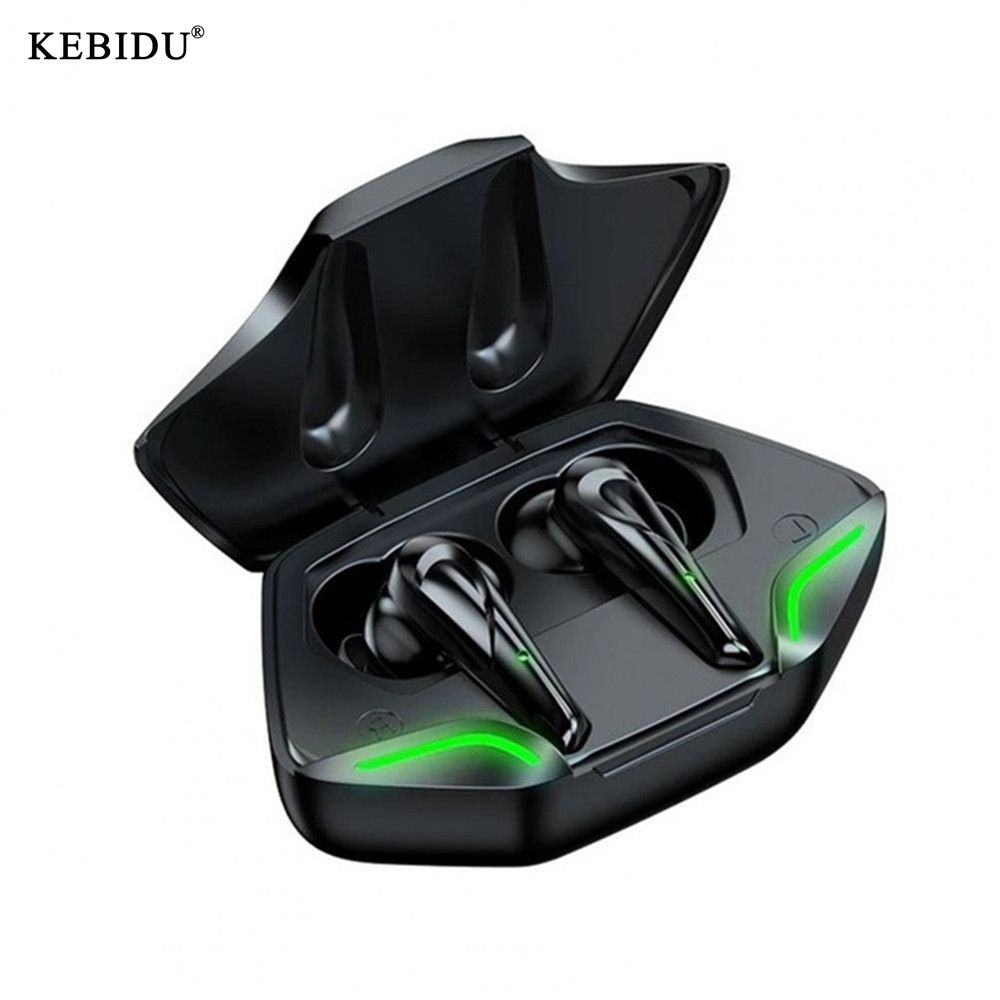 Kebidu TWS Sports Wireless Bluetooth 5.1 Earphones Water-resistant Gaming Earbuds Low latency with Mic HiFi Stereo Headphone