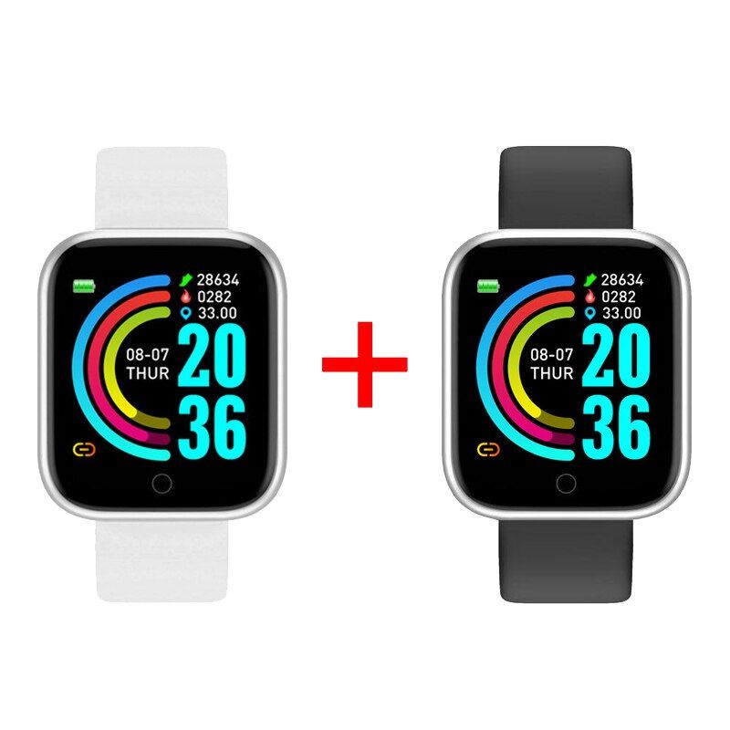2 PCS Y68 Smart Watch Fitness Tracker Blood Pressure Smartwatches Waterproof Heart Rate Monitor Wireless Smart Wristwatch