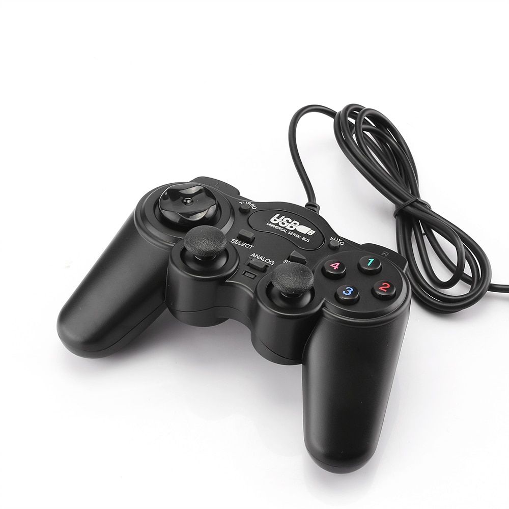 Wired Gamepad USB Game Controller Gaming Joypad Joystick Control for PC Computer Laptop Win7/8/10/XP/Vista Black Game Console