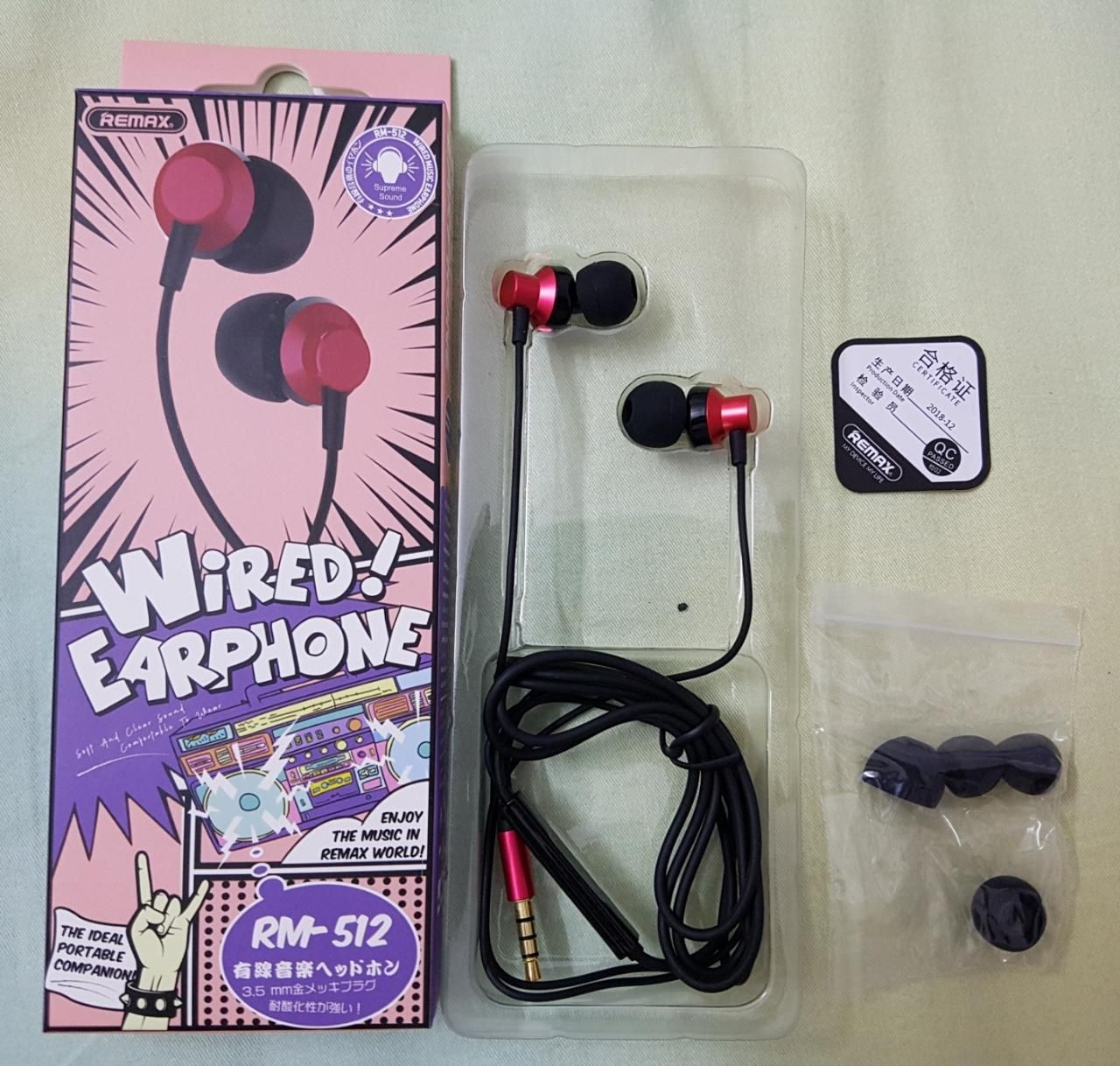 Remax Earphone RM 512 . New Version 2019 - Black (Metal Body)