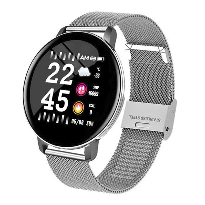W8 Smart Watch Round Women Waterproof Smartwatch Men Women Fitness Tracker Blood Pressure Monitor for Android IOS Smart Clock
