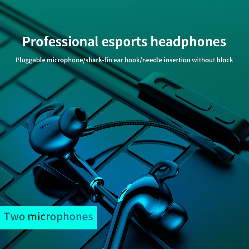Wired Gaming Headset In-Ear Wired Call Earphones Gaming Computer Earpiece Stereo Sound Mic with Dual Mic