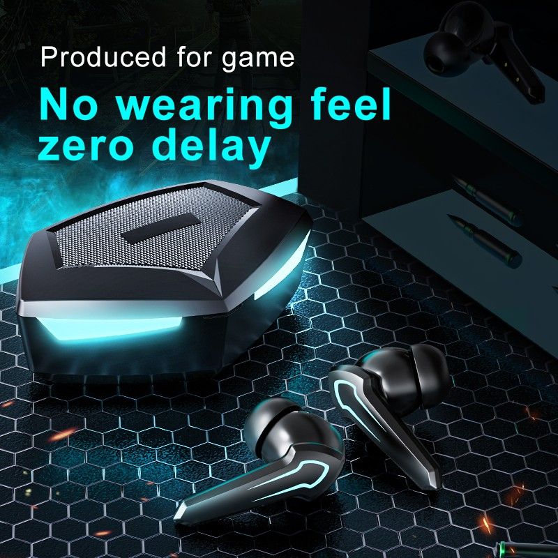 Zzitaill Bluetooth 5.0 Stereo Wireless TWS Bluetooth Headset Noise Reduction Earphone HiFi Bluetooth Headset Waterproof Gaming Headphones with Charging box