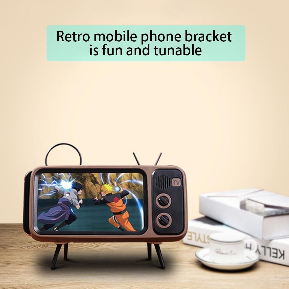 Mini Retro TV Style Wireless Bluetooth Speaker USB Mobile Phone Holder