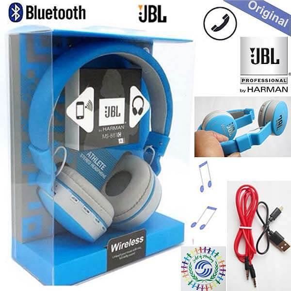 Wireless Bluetooth Headphone High Professional Earphone MS Stereo In Ear Headset with FM Radio / MP3 / SD Card Slot- Blue