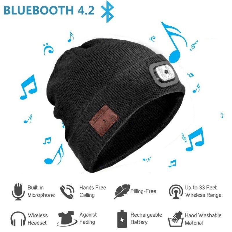 Wireless Bluetooth Smart Cap Winter Cotton Knitted Music Hat with Headset Keep Warm for Men Women