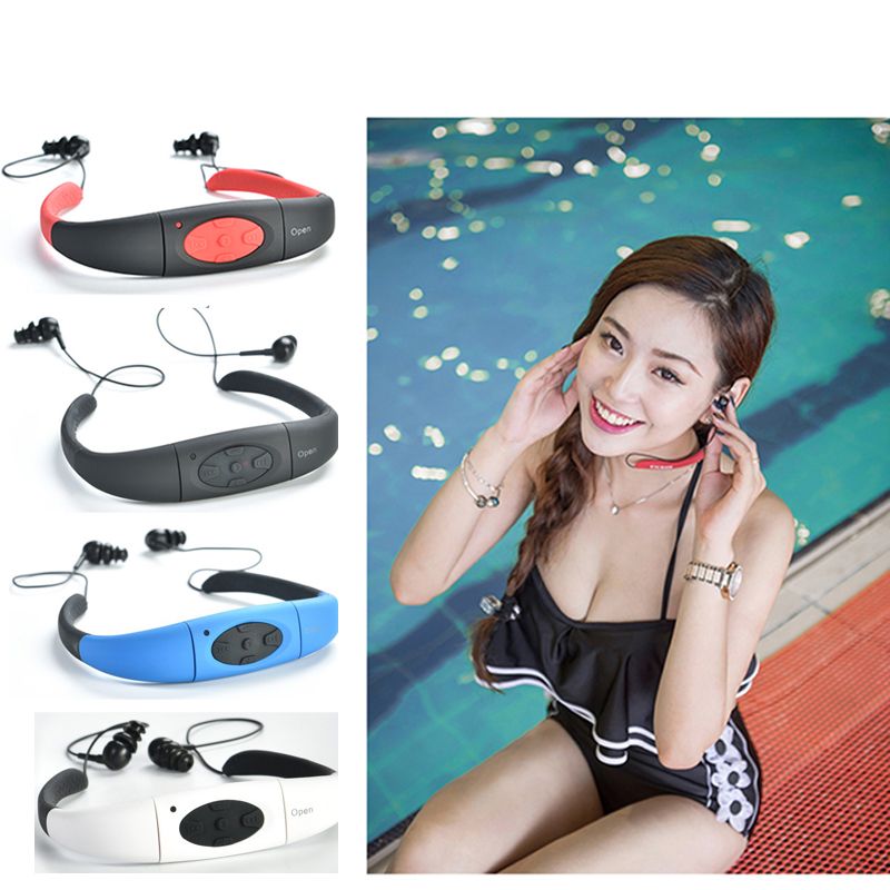4GB Waterdichte MP3 IPX8 Muziekspeler Onderwater Sport Nekband Zwemmen Duiken FM Radio Oortelefoon Stereo Audio Hoofdtelefoon