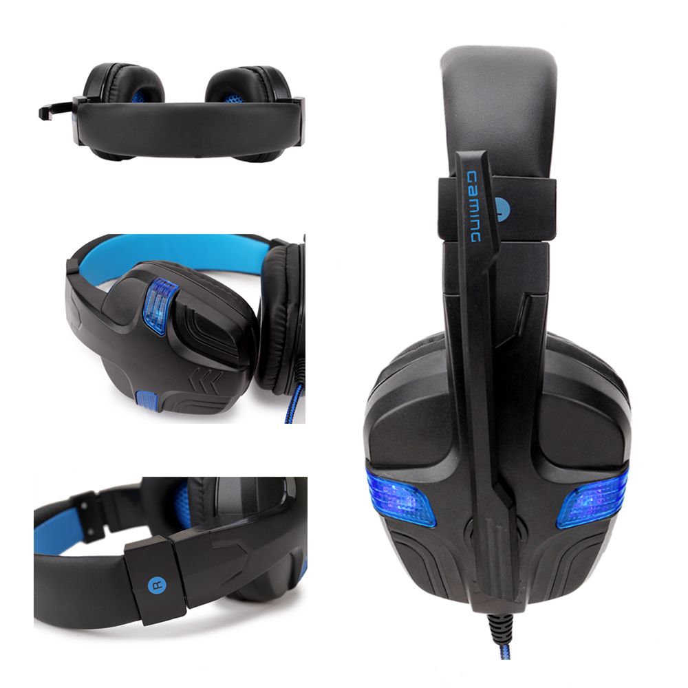 SY860MV Head-mounted Gaming Headset Microphone Wired Stereo Bass PS4 USB Headphones LED Light Computer PC Earphon