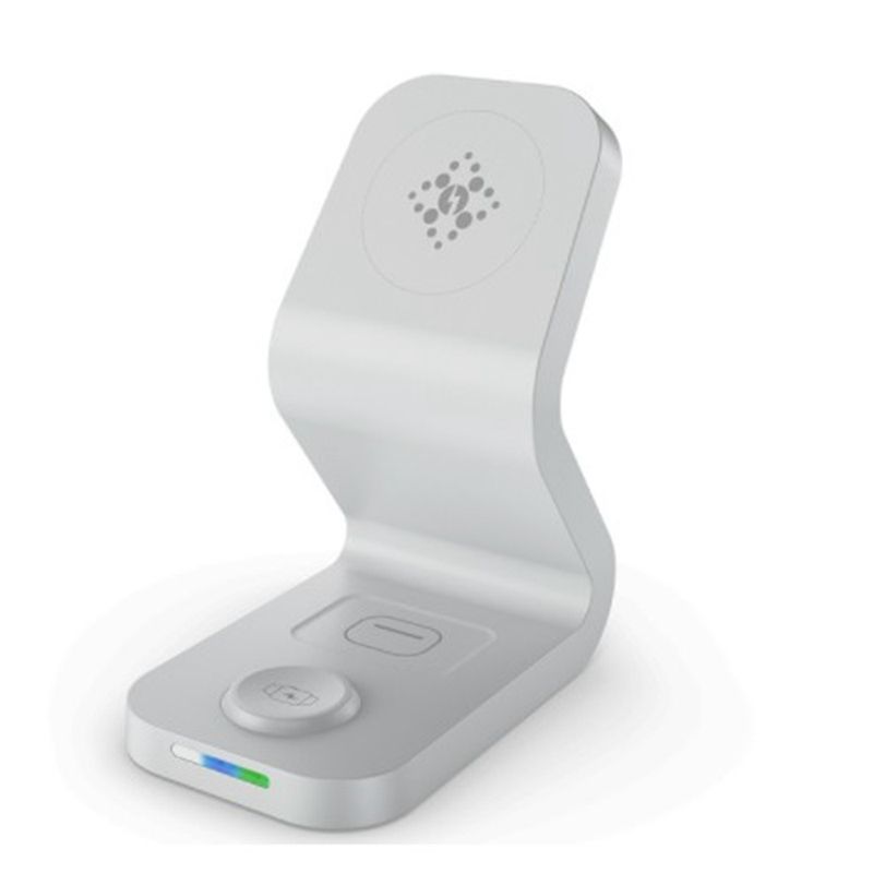15W Qi 3 in 1 Magnetic Wireless Charging for IPhone 12 Mini Quick Charge Station Dock for Airpods Pro/Apple Watch(White)