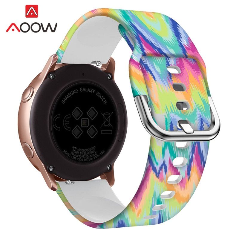 20mm  Silicone Sport Strap Flower Printing Band for Samsung Galaxy Watch Active2 42mm  Gear S2 S3 Amazfit GTS Huawei GT