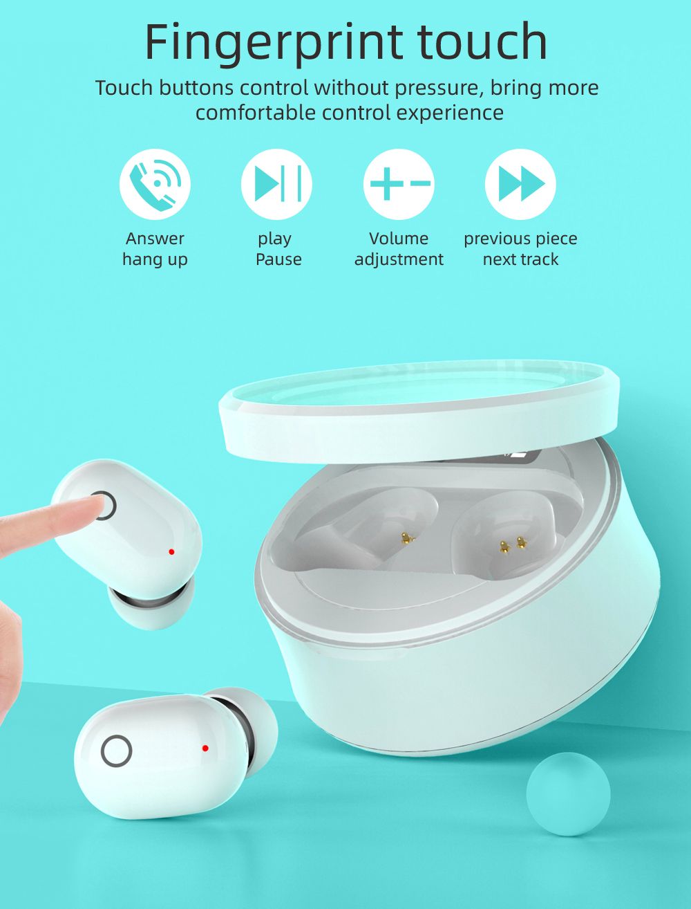 Earbuds TWS Headsets SMS-T10 Touch Control Wireless Bluetooth Earphones Professional safety design with wear-resisting property