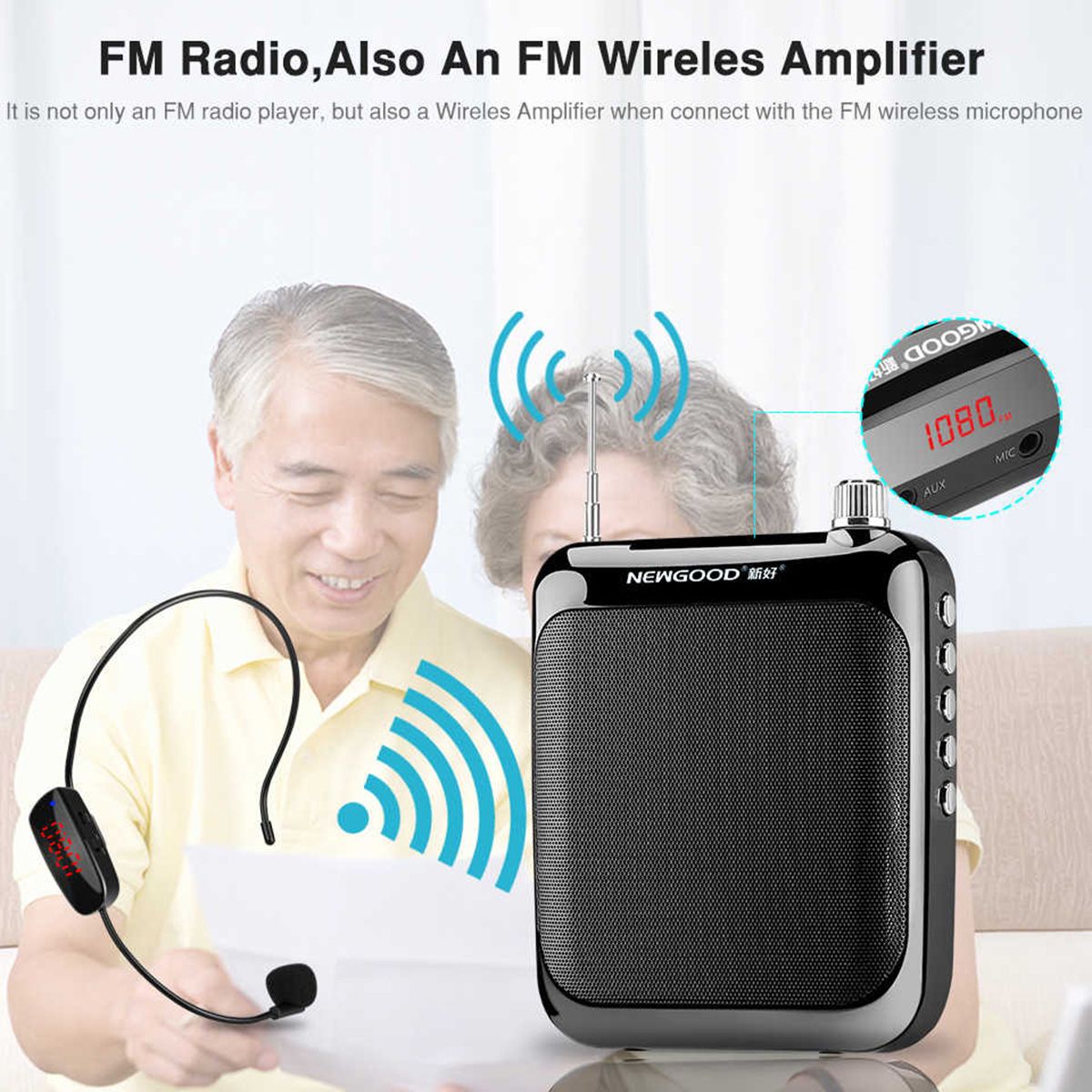 Newgood N311bt Personal Wireless Teachers Bluetooth Voice Amplifier Stereo Loud Speaker Komorband Headset Microphone Aid PA Amplifier