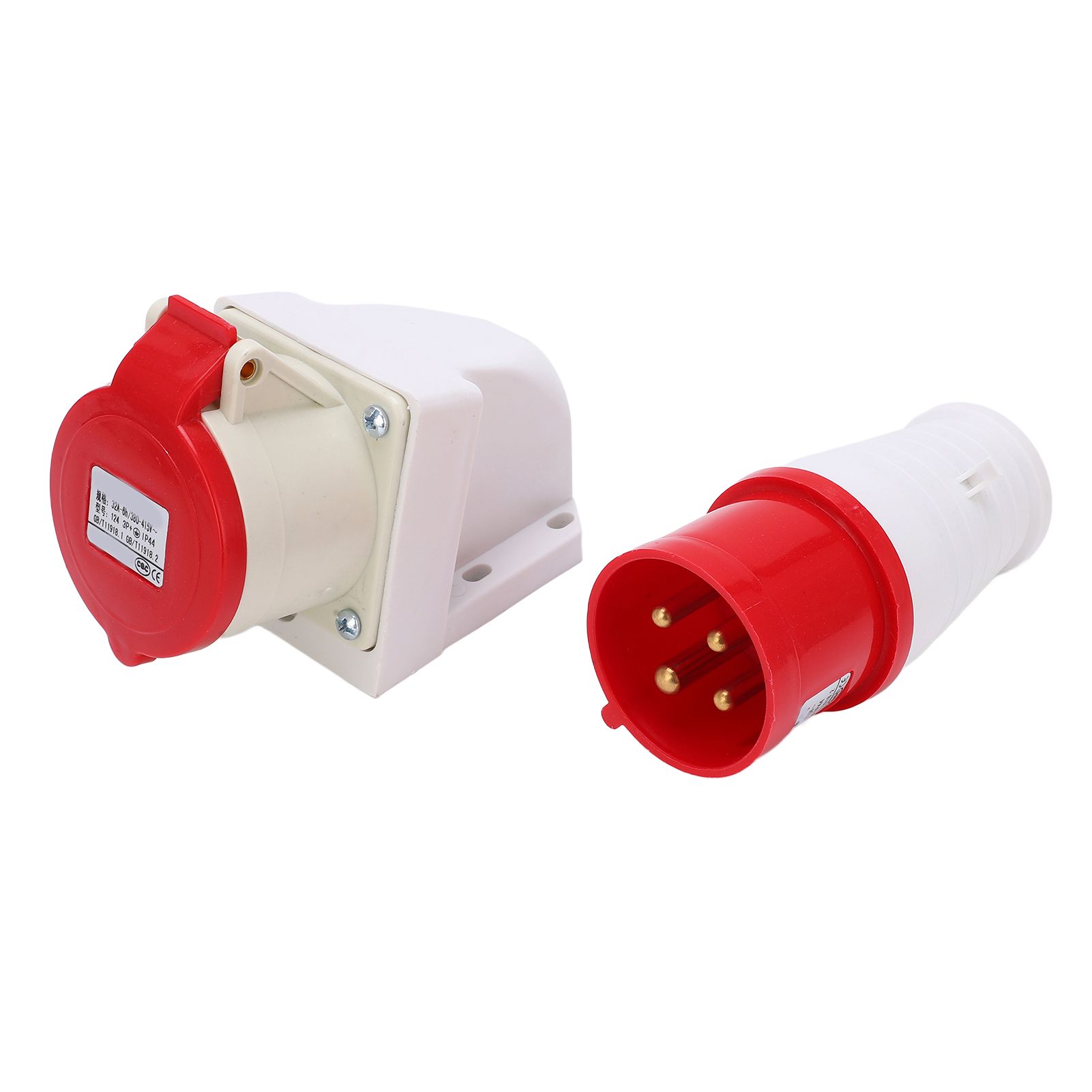 Himeng La Industrial Plug Socket 380‑415V 32A 4Pin 3P+E IP44 Waterproof Surface Mounted for Construction Sites