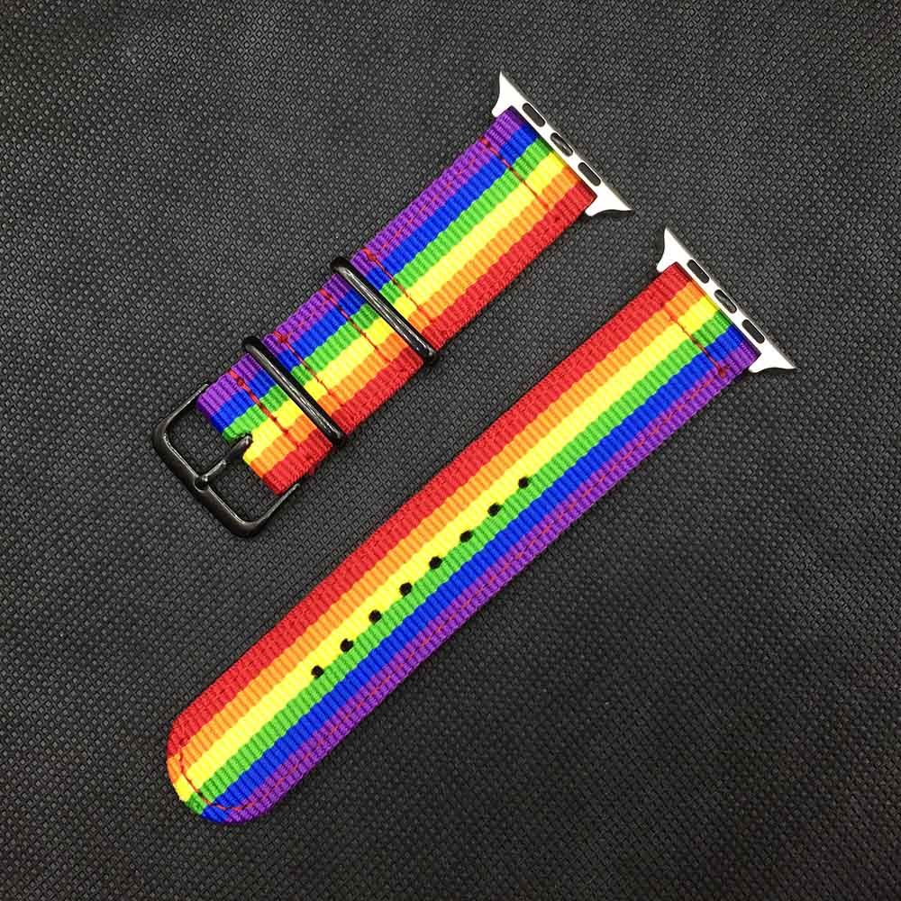 Rainbow Nylon Watchband 38mm 40mm 42mm 44mm for Apple Watch Series 3/2/1 Bracelet Watch Strap for iwatch 4 5 6 Band