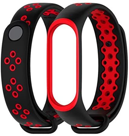 Band 5/6 Mijoas Silicone Wristband Strap - Red and Black