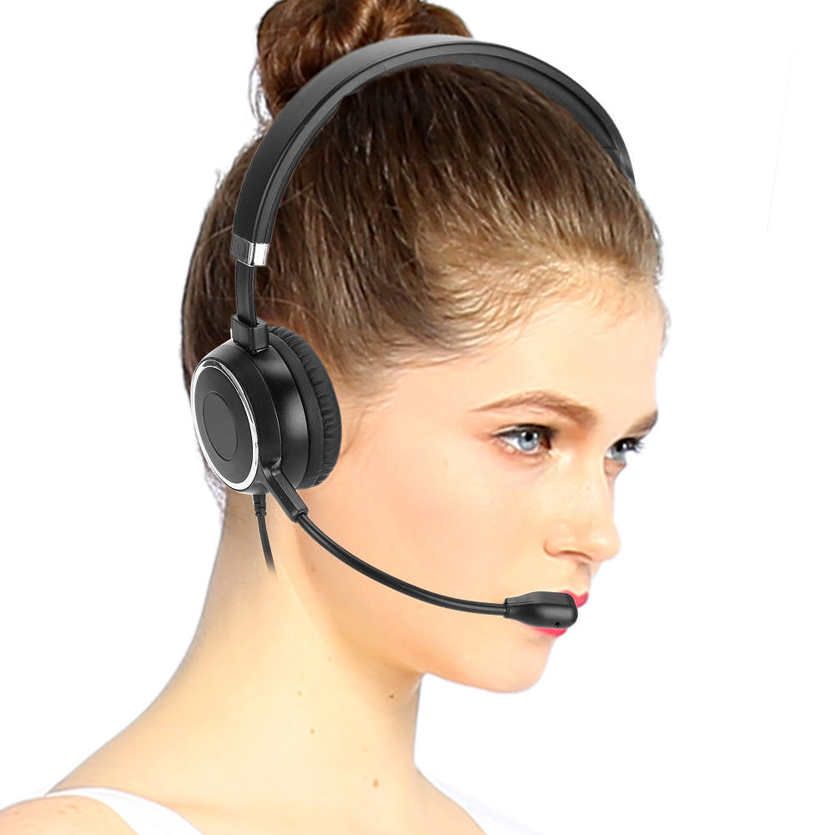 Telephone Earphone Traffic Service Communication Computer Headset USB Wire Control Clear Sound Quality Headphone