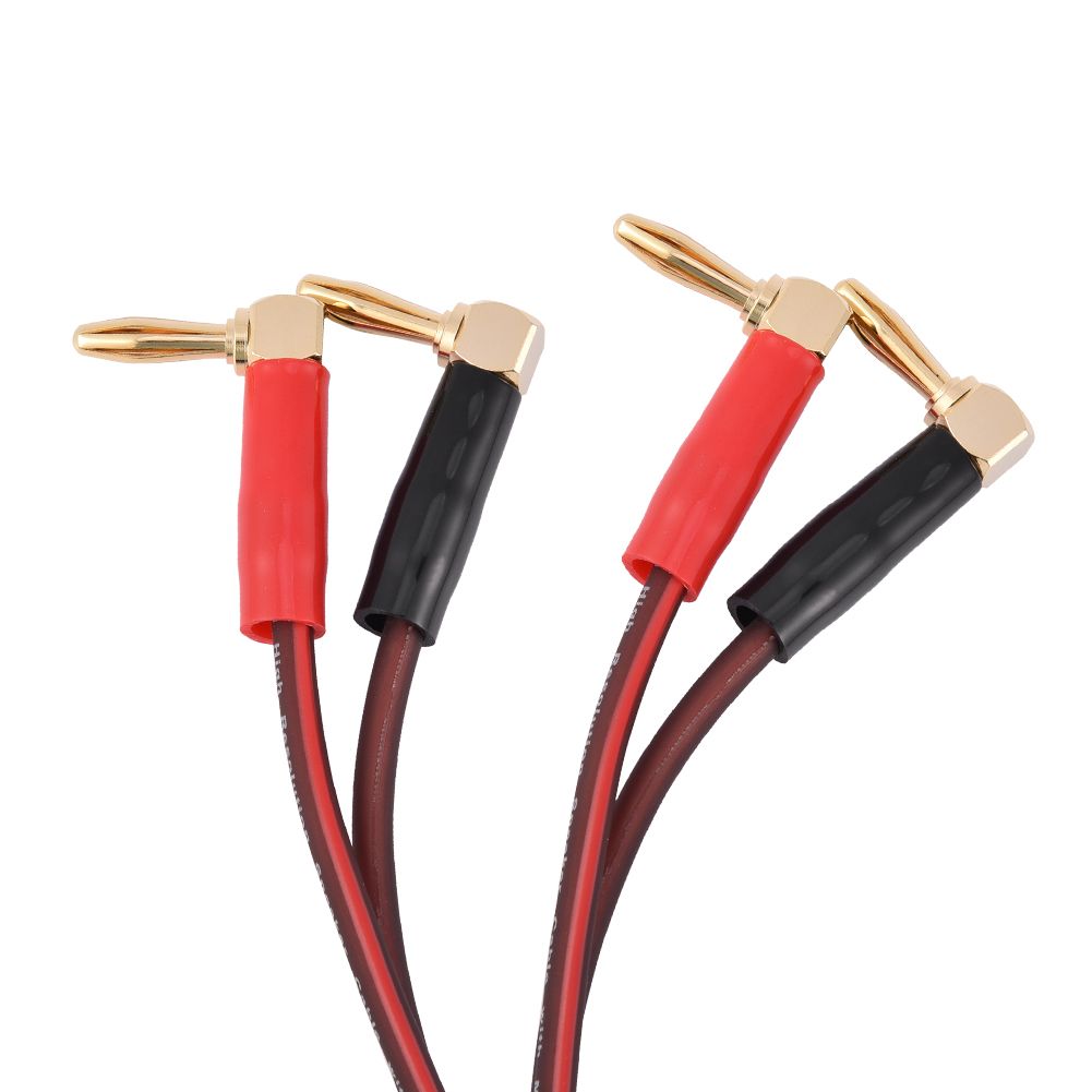 HI-FI Speaker Cable Right Angle L Type Banana Plugs Line Wire Cord 1.8M 3 Meter