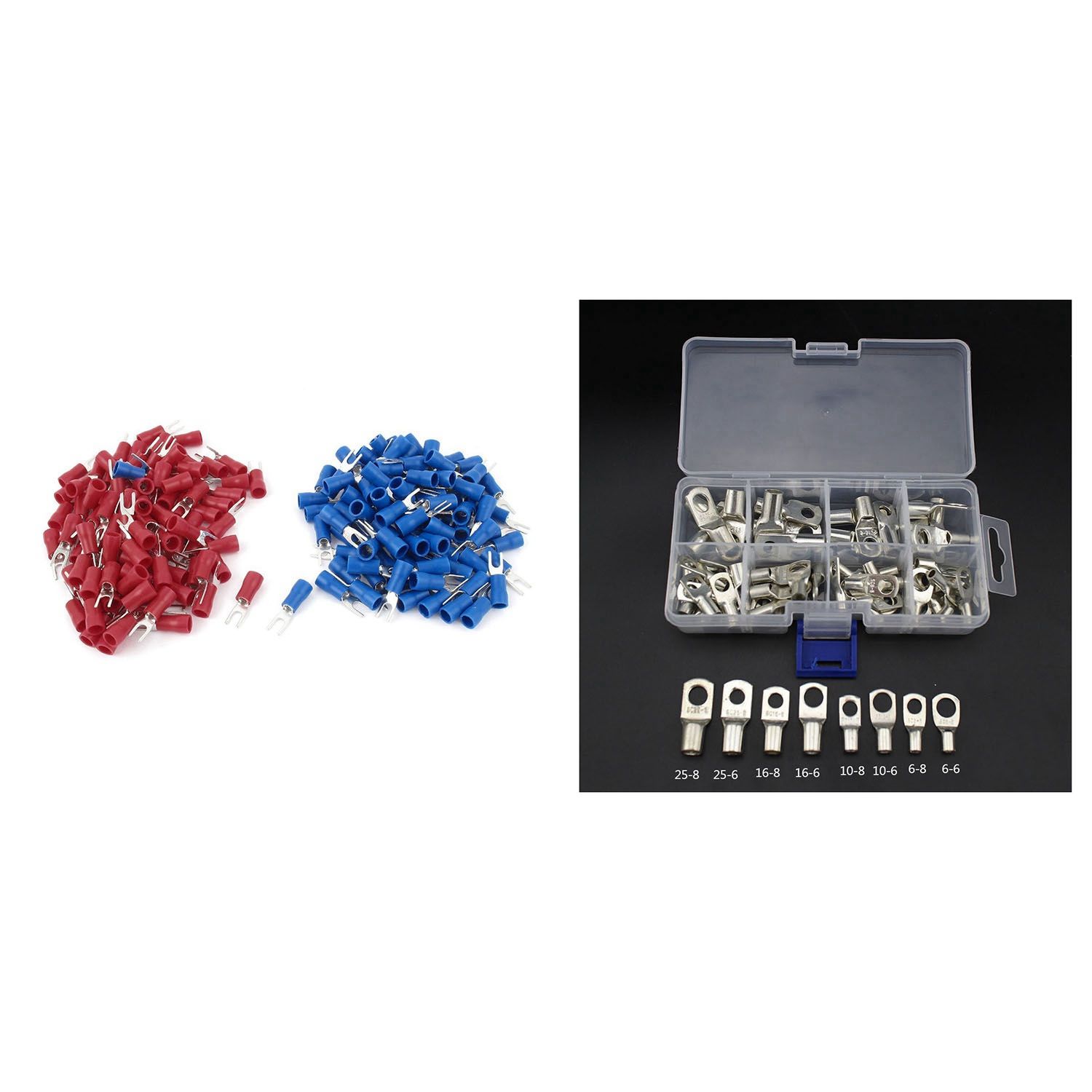 260Pcs 16-14 AWG Red Blue Wire Connector Insulated Fork Terminal Lugs  Terminals Set Wire Terminals Connector