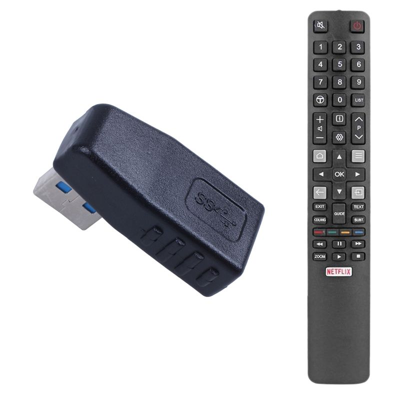 Right Angle USB 3.0 a Male to Female M/F Plug Adapter Connector with Smart TV Remote Control for TCL 49C2US