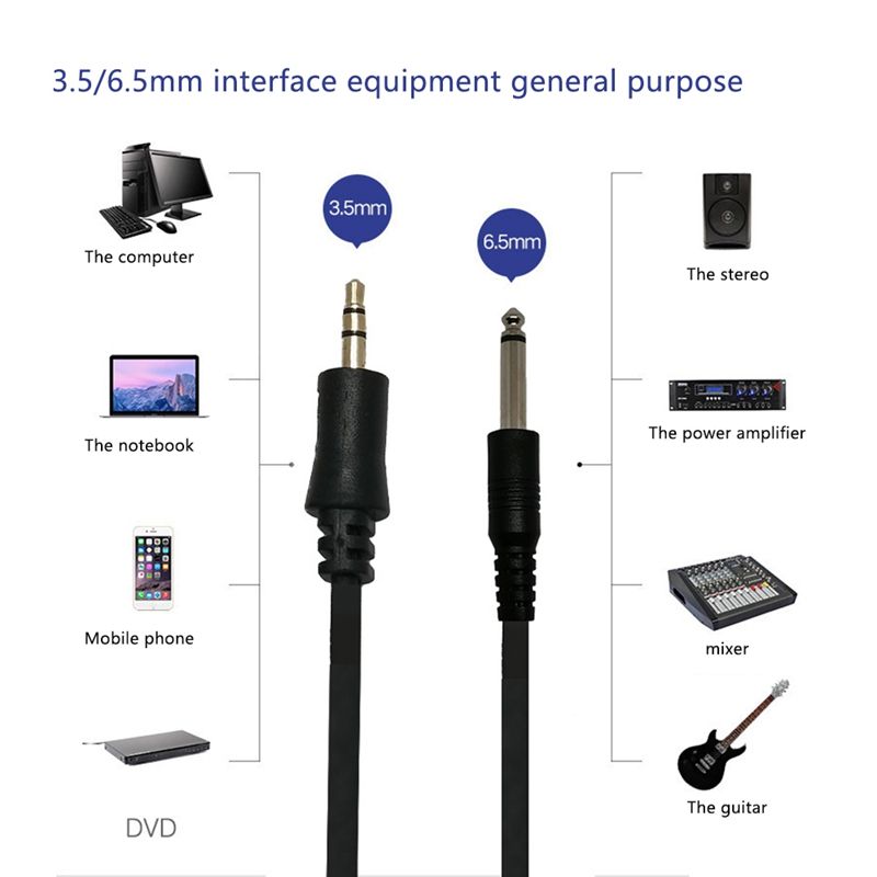 3.5mm to Dual 6.5mm Audio Cable 1 Point 2 for Electronic Organ 1.5M